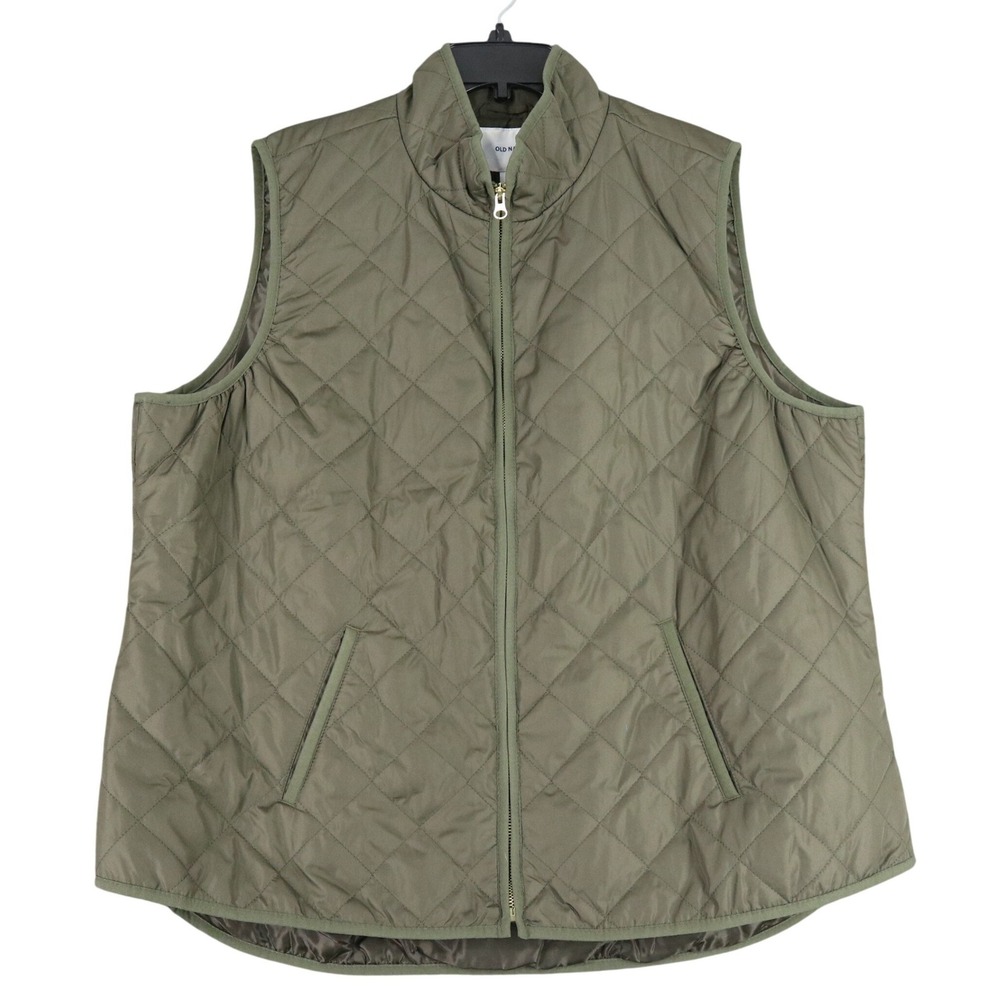 Old Navy Quilted Puffer Vest Womens XXL Full‎ Zip Mock Neck Lightweight Layering